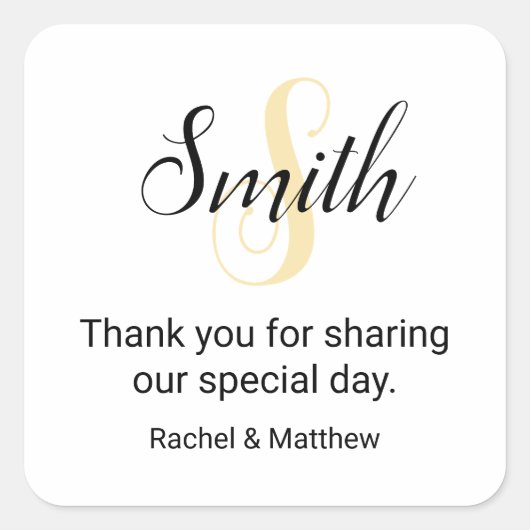 Aanpasbare gouden monogram welkom  vierkante sticker (Voorkant)