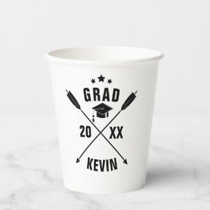Aanpasbare graduatiehoed sjabloon papieren bekertj bekers