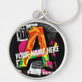 Aanpasbare Graffiti Stijl Letter "A" Grafisch Sleutelhanger (Voorkant)