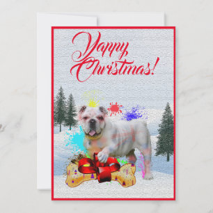 Aanpasbare Grappige Britse Bulldog Yappy Kerstkaar Aankondiging
