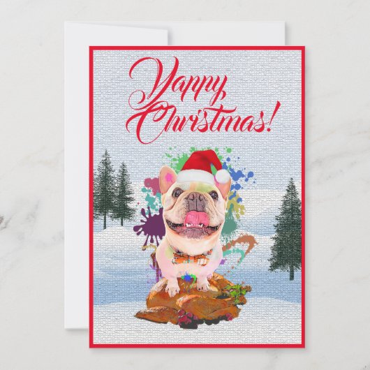 Aanpasbare Grappige Franse Bulldog Yappy Xmas Kaar Aankondiging (Voorkant)