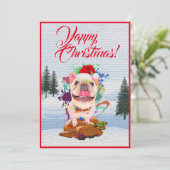 Aanpasbare Grappige Franse Bulldog Yappy Xmas Kaar Aankondiging (Staand voorkant)