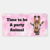 Aanpasbare grappige giraffe party banner (Horizontaal)