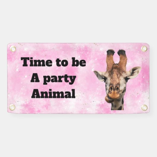 Aanpasbare grappige giraffe party banner (Horizontaal)