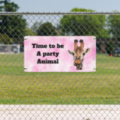 Aanpasbare grappige giraffe party banner (Insitu)