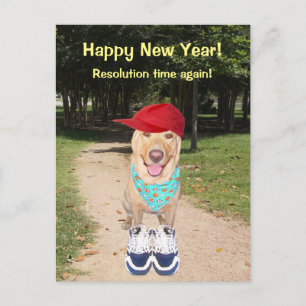 Aanpasbare Grappige Hond Nieuwjaarsvoornemen Feestdagenkaart