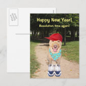Aanpasbare Grappige Hond Nieuwjaarsvoornemen Feestdagenkaart (Voorkant / Achterkant)