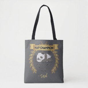 Aanpasbare Grappige Panda Slaapkampioen Tote Bag