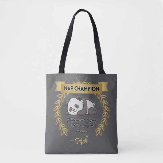 Aanpasbare Grappige Panda Slaapkampioen Tote Bag (Voorkant)