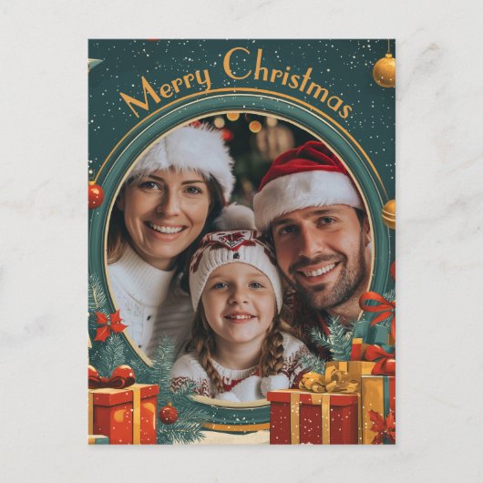 Aanpasbare Groene Prettig Kerstfeest Briefkaart (Voorkant)