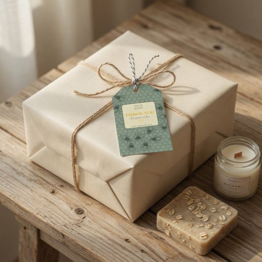 Aanpasbare groene zakelijke bedankkaart cadeaulabel