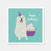 Aanpasbare Grote Pyreneeën Verjaardagsservetten Servet (Voorkant)