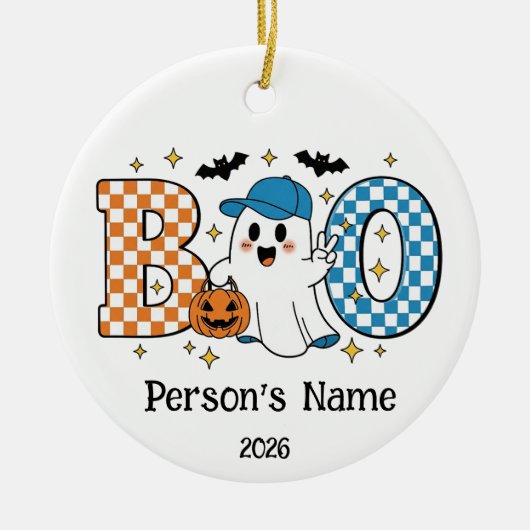 Aanpasbare Halloween BOO Keramisch Ornament (Voorkant)