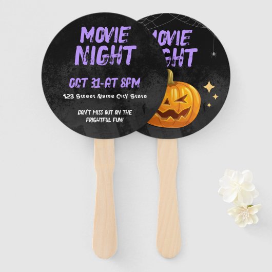 Aanpasbare Halloween-filmavond Handwaaier (Voorkant en achterkant)