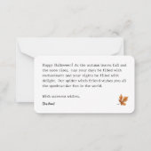 Aanpasbare Halloween Plat Notitiekaart Notitiekaartje (Achterkant)