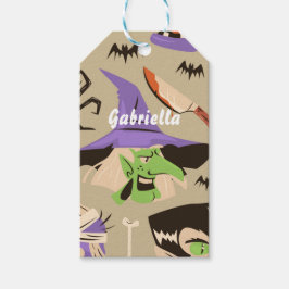 Aanpasbare Halloween Vintage Patroon Gift Tags Cadeaulabel