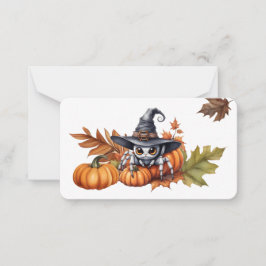 Aanpasbare Halloween vlakke notitiekaart Notitiekaartje