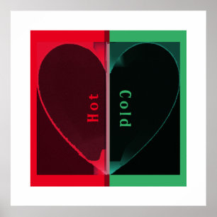 Aanpasbare Halve Rode Hete en Groene Koude Hart Poster