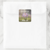 Aanpasbare Handgetekende Crocus Bloemen Vierkante Sticker (Tas)