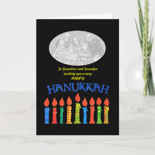 Aanpasbare Hanukkah-foto kaart, kaarsen Feestdagen Kaart
