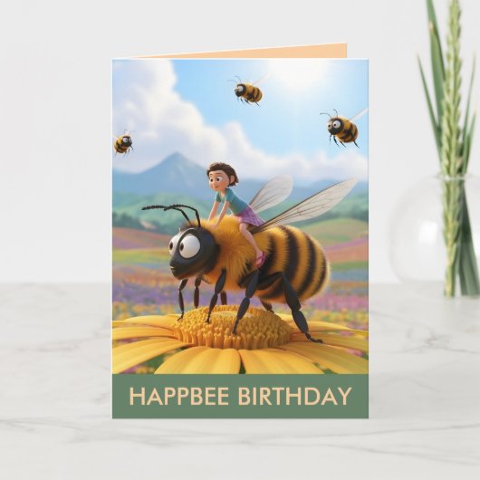 Aanpasbare Happbee-verjaardagskaart Kaart (Voorkant)