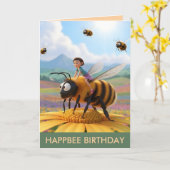 Aanpasbare Happbee-verjaardagskaart Kaart (Gele Bloem)