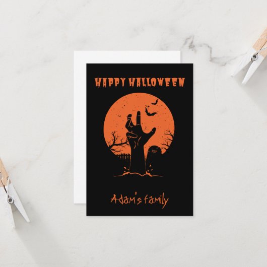 Aanpasbare Happy Halloween Kaart (Voorkant / Achterkant in situ)