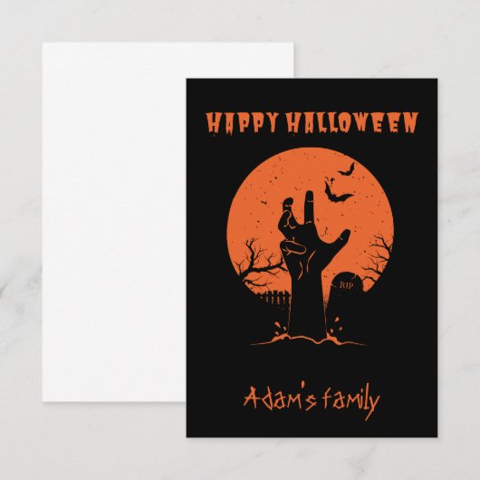 Aanpasbare Happy Halloween Kaart (Voorkant / Achterkant)