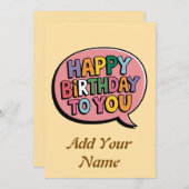 Aanpasbare Happy-verjaardagskaart Bedankkaart (Voorkant / Achterkant)