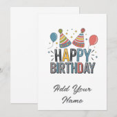 Aanpasbare Happy-verjaardagskaart Bedankkaart (Voorkant / Achterkant)