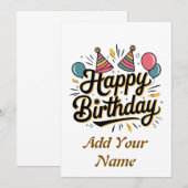 Aanpasbare Happy-verjaardagskaart Bedankkaart (Voorkant / Achterkant)