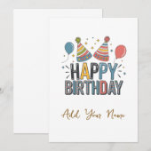 Aanpasbare Happy-verjaardagskaart Bedankkaart (Voorkant / Achterkant)