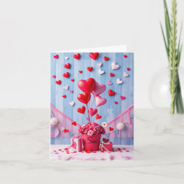 Aanpasbare Hartjes & Cadeaus Valentijnsdag Kaart