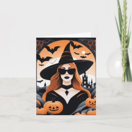 Aanpasbare Hekserige Sfeer Vouwkaart Feestdagen Kaart