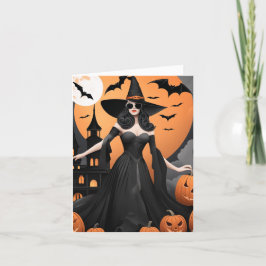 Aanpasbare Hekserige Vibes Vouwkaart Feestdagen Kaart