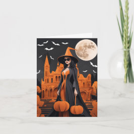 Aanpasbare Hekserige Vibes Vouwkaart Feestdagen Kaart