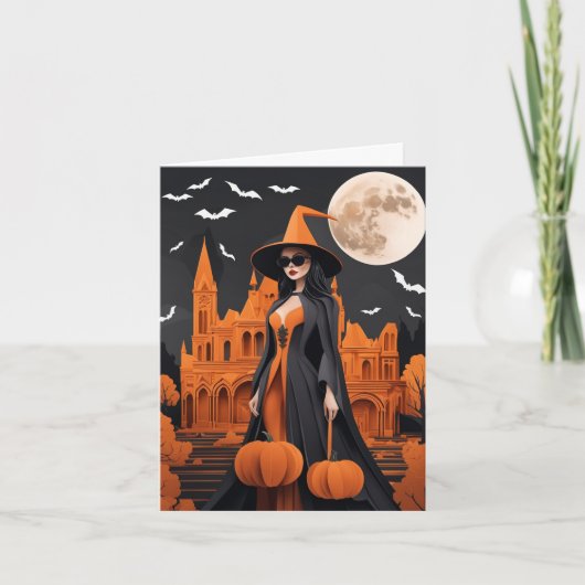 Aanpasbare Hekserige Vibes Vouwkaart Feestdagen Kaart (Voorkant)