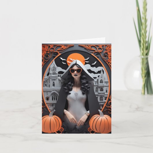 Aanpasbare Hekserige Vibes Vouwkaart Feestdagen Kaart (Voorkant)