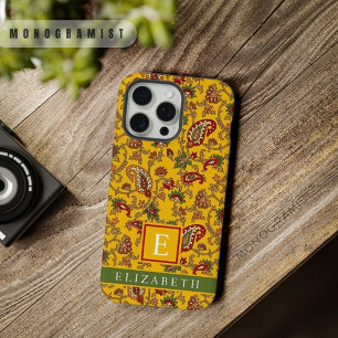 Aanpasbare Helder Geel Rood Groen Paisley iPhone 15 Pro Max Case
