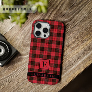 Aanpasbare Helderrood Roze Zwart Geruit iPhone 15 Pro Max Case