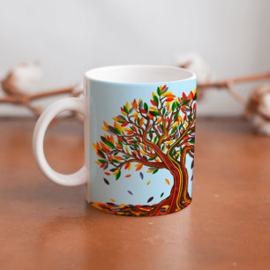 Aanpasbare herfstboom warme kleuren herfst kunstwe koffiemok
