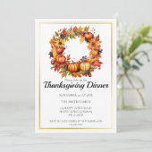 Aanpasbare herfstkrans Thanksgiving-diner Kaart (Staand voorkant)
