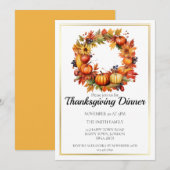 Aanpasbare herfstkrans Thanksgiving-diner Kaart (Voorkant / Achterkant)