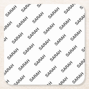 Aanpasbare herhalende tekst modern wit & zwart kartonnen onderzetters