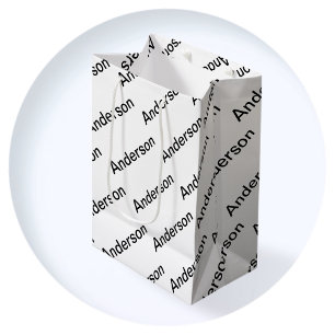 Aanpasbare Herhalende Tekst Modern Wit & Zwart Medium Cadeauzakje