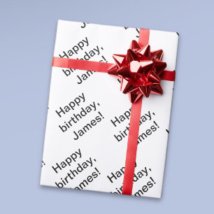 Aanpasbare herhalende Verjaardagswens (elke naam) Cadeaupapier