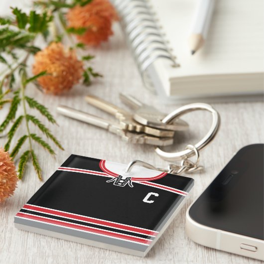 Aanpasbare Hockey Shirt Sleutelhanger, Lacrosse Sleutelhanger (Voorkant Rechts)