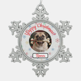 Aanpasbare Hond En Bot Kerst voor Huisdierliefhebb Tin Sneeuwvlok Ornament