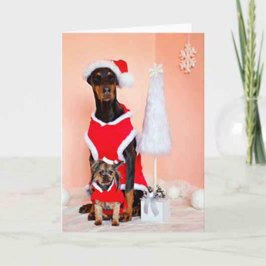 AANPASBARE HONDEN KERST SANTKAART KAART (Voorkant)