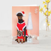 AANPASBARE HONDEN KERST SANTKAART KAART (Gele Bloem)